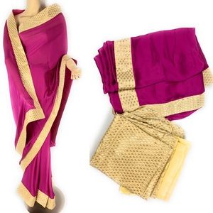 Pink with golden border saree